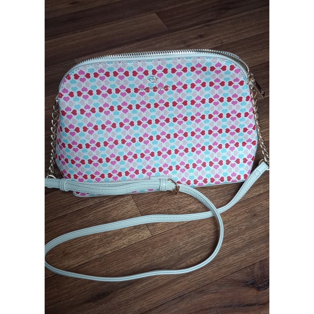Nanette Lepore White With Pink, Red & Blue Hearts Mini Cross Body Bag